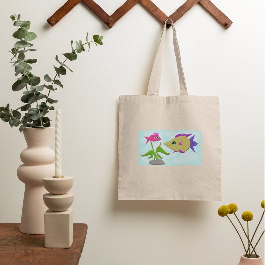 Twee kleurige vissen tote bag
