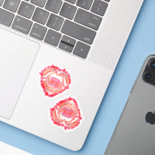 Twee Kleurrijke Gescheurde Hart Custom Gesneden Sticker