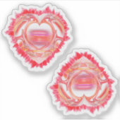 Twee Kleurrijke Tattered Heart Custom Cut Sticker (Voorkant)