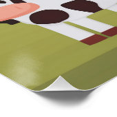 Twee koeien en een rode schuur bij zonsopgang perfect poster (Hoek)