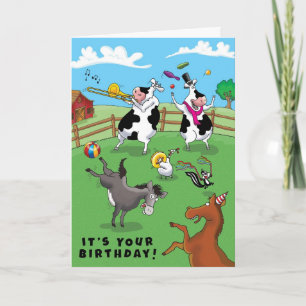 Twee Koeien en een verjaardagsfeestje Kaart