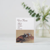 TWEE KOEIEN MONOGRAM, wit parelpapier Visitekaartje (Staand voorkant)