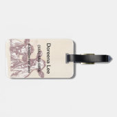 Twee koeien trekken schets en waterverf vintage bagagelabel (Achterkant horizontaal)