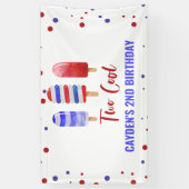 Twee Koele 2e Verjaardags Ijs Pop 4 juli Spandoek (Verticaal)