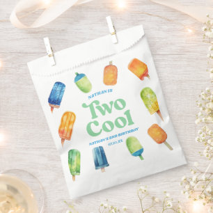 Twee Koele Blauwe Retro Popsicle 2e Verjaardagsfee Bedankzakje