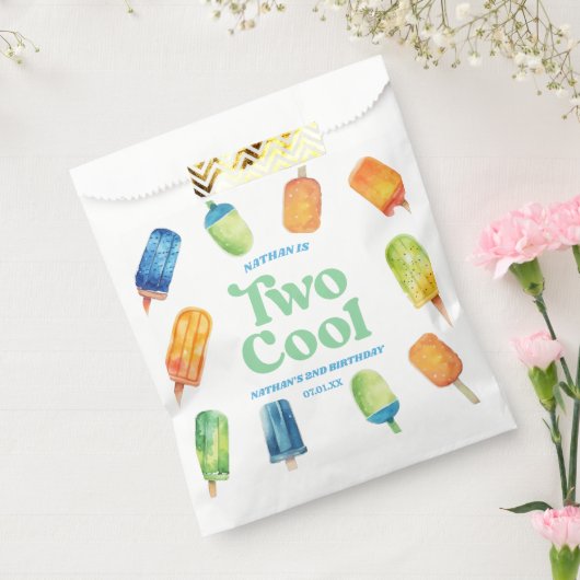 Twee Koele Blauwe Retro Popsicle 2e Verjaardagsfee Bedankzakje (Gezegeld)