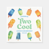Twee Koele Blauwe Retro Popsicle 2e Verjaardagsfee Servet (Voorkant)