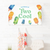 Twee Koele Blauwe Retro Popsicle 2e Verjaardagsfee Spandoek (Insitu)