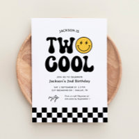 Twee Koele Checker Gelukkig Gezicht 2e Verjaardag