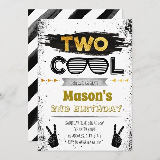 Twee koele feest uitnodiging (Voorkant / Achterkant)