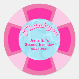 Twee koele tropische zwembad zomer verjaardag ronde sticker