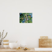 Twee koetsvogels in vlucht met bloemen poster (Keuken)
