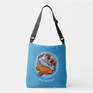 Twee Koi Carp Fish Friends Swimming Cartoon Crossbody Tas