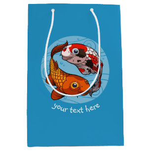 Twee Koi Carp Fish Friends Swimming Cartoon Medium Cadeauzakje