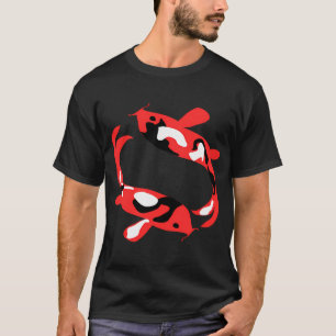 Twee koi vissen in oranje, wit en zwart, zwemmend t-shirt