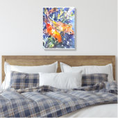 Twee Koi waterverf schilderij Canvas Afdruk (Insitu (Slaapkamer))