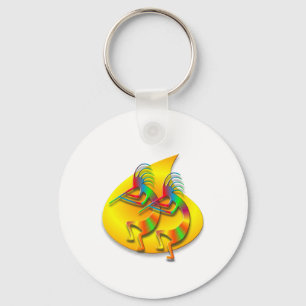 Twee Kokopelli #126 Sleutelhanger