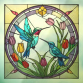 Twee kolibries & tulp Flower Faux Glas in lood Raamsticker (Vel 3)