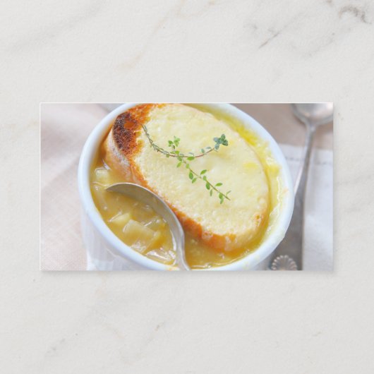 Twee kom uiensoep visitekaartje (Achterkant)