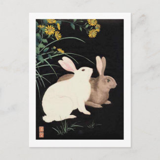 Twee konijnen bij nacht briefkaart