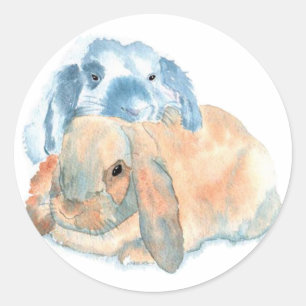 Twee konijnenstokers ronde sticker