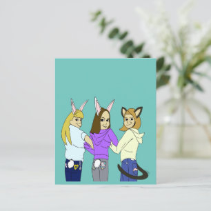 Twee konijntjes en een kat