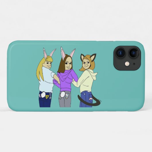 Twee konijntjes en een kat Case-Mate iPhone case (Achterkant (horizontaal))
