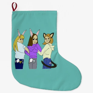 Twee konijntjes en een kat grote kerstsok
