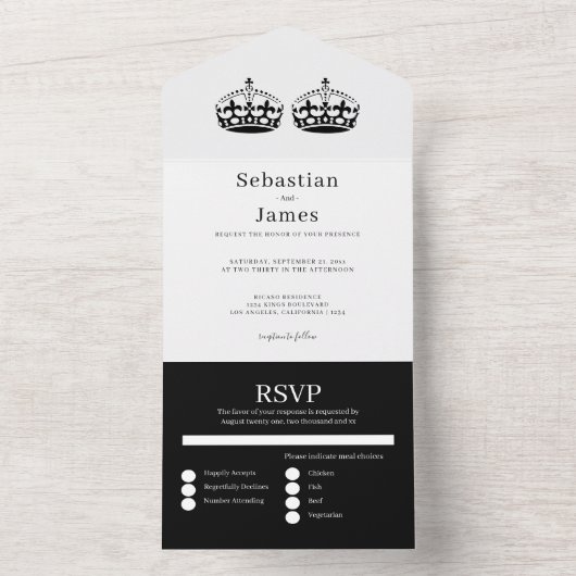 Twee koningen maken een paardenweddenschap all in one uitnodiging (Binnen)