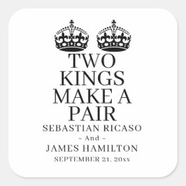 Twee koningen maken een paardenweddenschap vierkante sticker