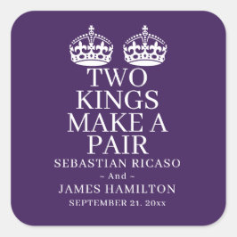 Twee koningen maken een paardenweddenschap vierkante sticker