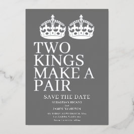 Twee koningen vormen een paar Huwelijk tussen twee Folie Uitnodiging