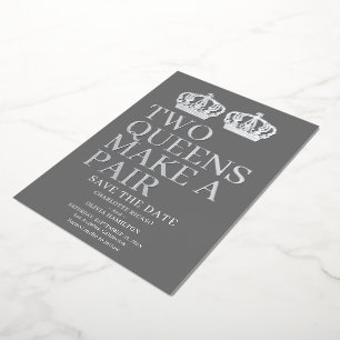 Twee koninginnen maken een homo-lesbiennes folie uitnodiging