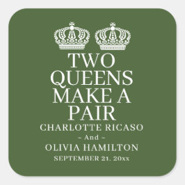 Twee koninginnen maken een homo-lesbiennes vierkante sticker