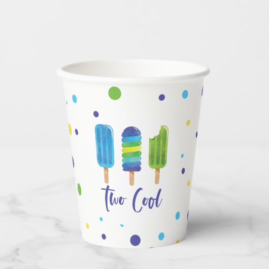 Twee kool 2e verjaardag blauw groen papieren bekers (Voorkant)