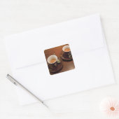 twee kopjes verse espressokoffie op een vierkante sticker (Envelop)