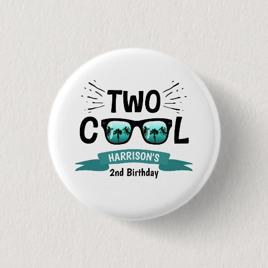 Twee koudebogen, tweede verjaardag ronde button 3,2 cm (Voorkant)
