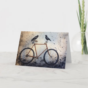 Twee kraaien op een  fietsbriefje kaart