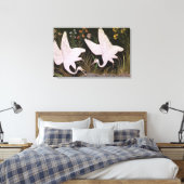 Twee kranen op de rand van een hond canvas afdruk (Insitu (Slaapkamer))