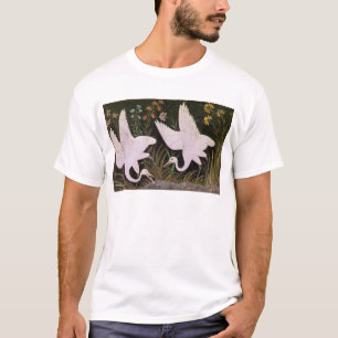 Twee kranen op de rand van een hond t-shirt