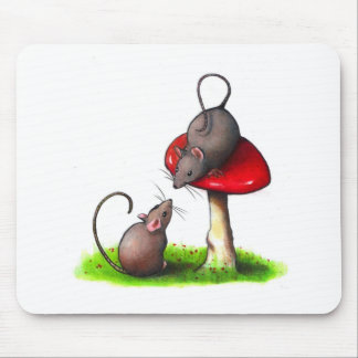 Twee Kute Little Mice en een Toadstool: Kunstwerk Muismat
