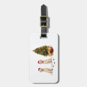 Twee Labrador Retrievers Funny Kersthond Bagagelabel (Voorkant verticaal)