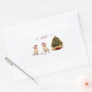 Twee Labrador Retrievers Funny Kersthond Rechthoekige Sticker