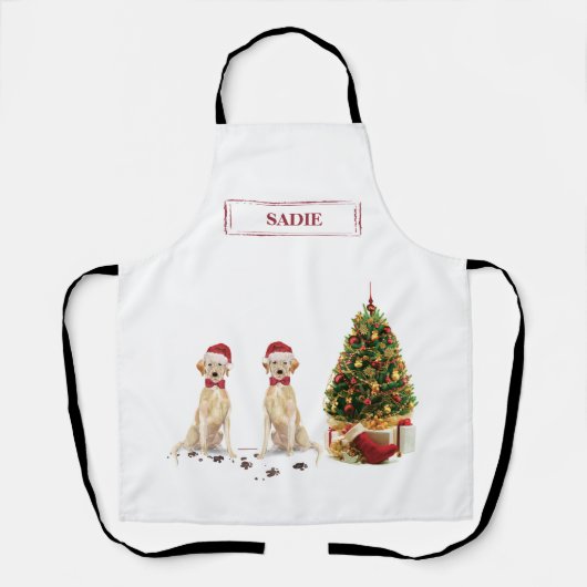 Twee Labrador Retrievers Funny Kersthond Schort (Voorkant)