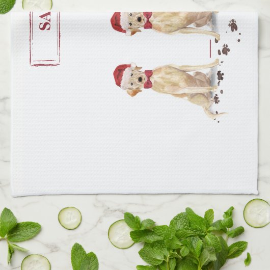 Twee Labrador Retrievers Funny Kersthond Theedoek (Gevouwen)