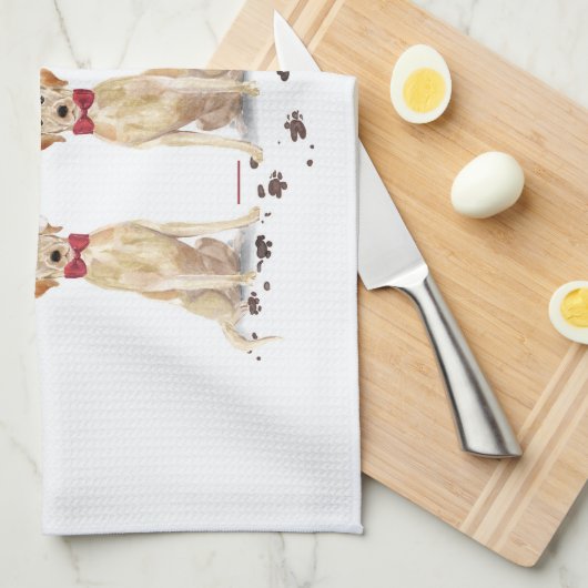 Twee Labrador Retrievers Funny Kersthond Theedoek (Quarter Fold)