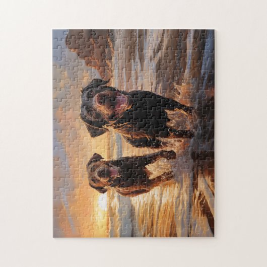 Twee labradors op het strand legpuzzel (Verticaal)