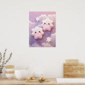 Twee lachende sterren in dromenland poster (Keuken)