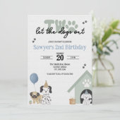 Twee laten de honden uit | Uitnodiging 2e verjaard (Staand voorkant)