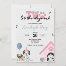 Twee laten de honden uit | Uitnodiging 2e verjaard